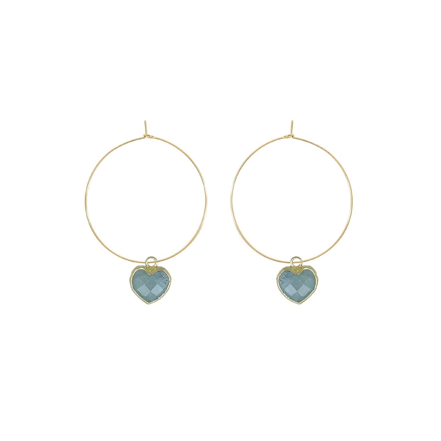 Gemstone Heart Hoop Earrings - 6 color options Robyn Canady Aquamarine 