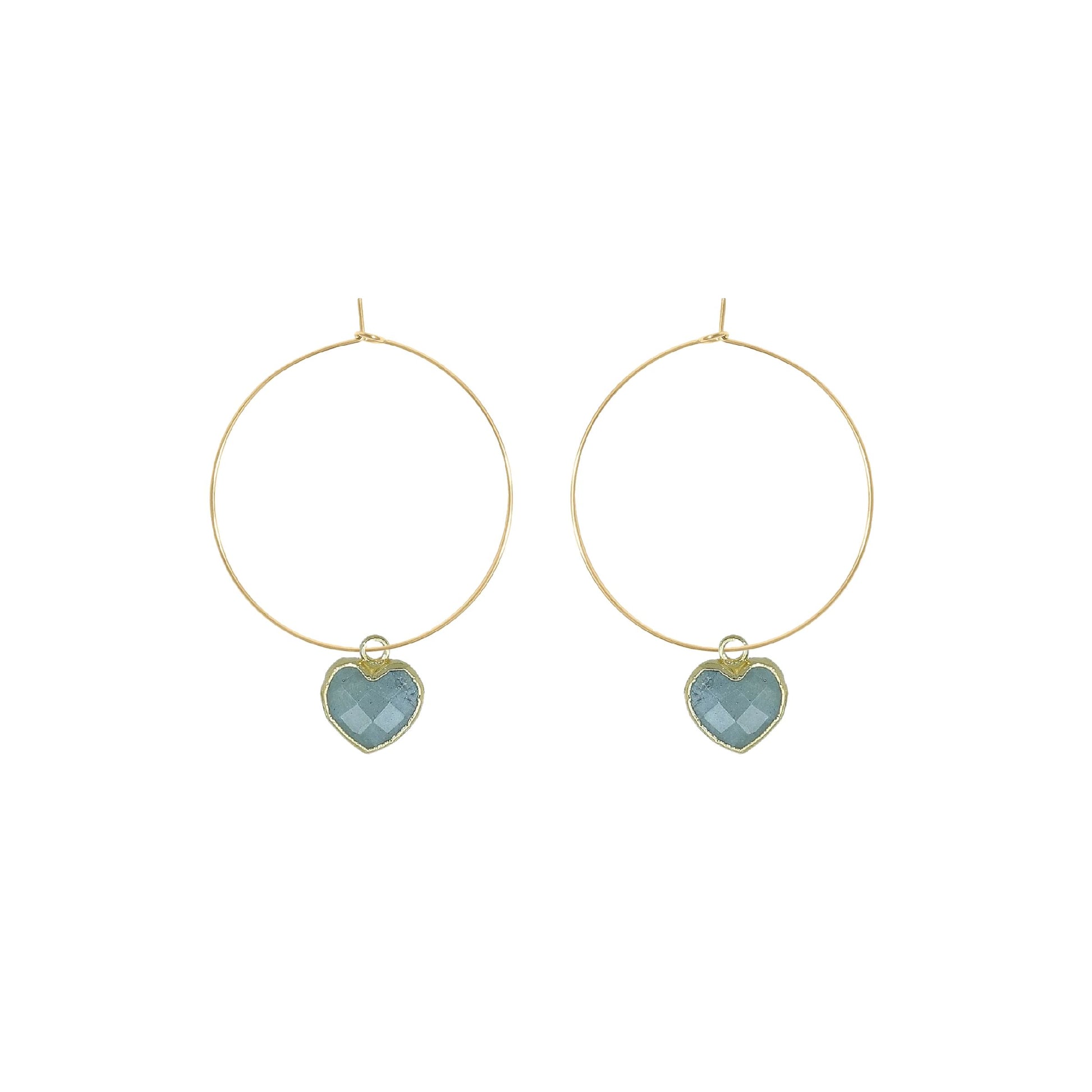 Gemstone Heart Hoop Earrings - 6 color options Robyn Canady Aquamarine 