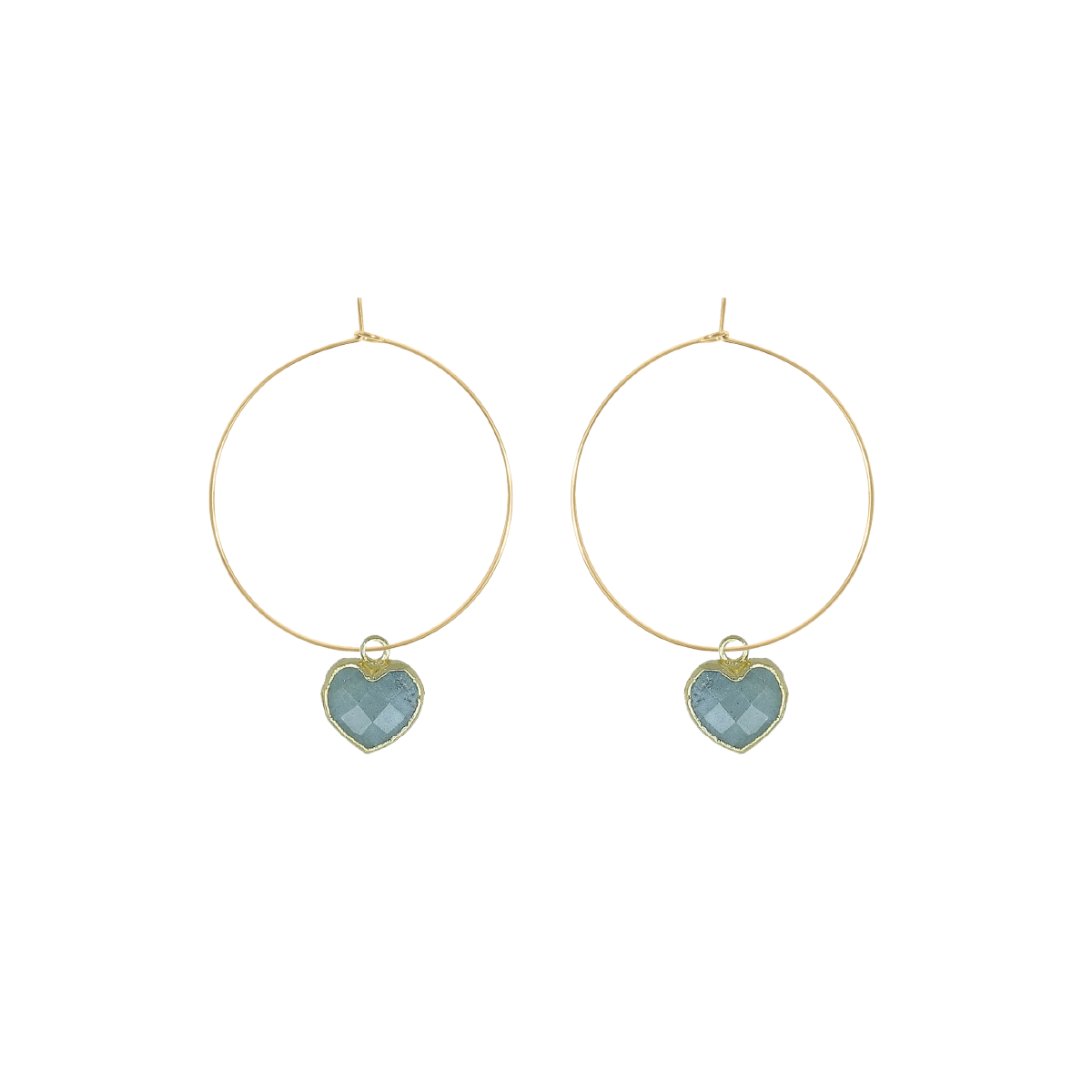 Gemstone Heart Hoop Earrings - 6 color options
