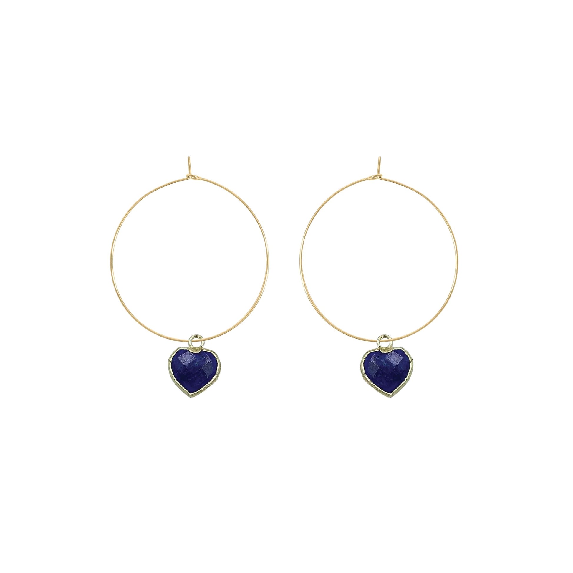 Gemstone Heart Hoop Earrings - 6 color options Robyn Canady Lapis 