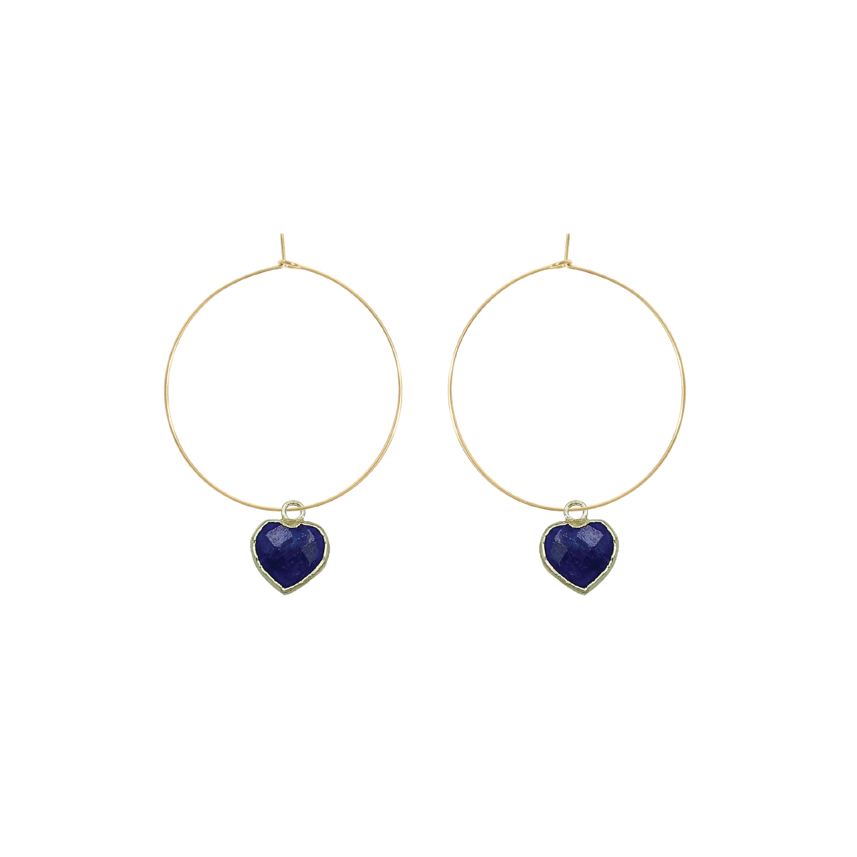 Gemstone Heart Hoop Earrings - 6 color options