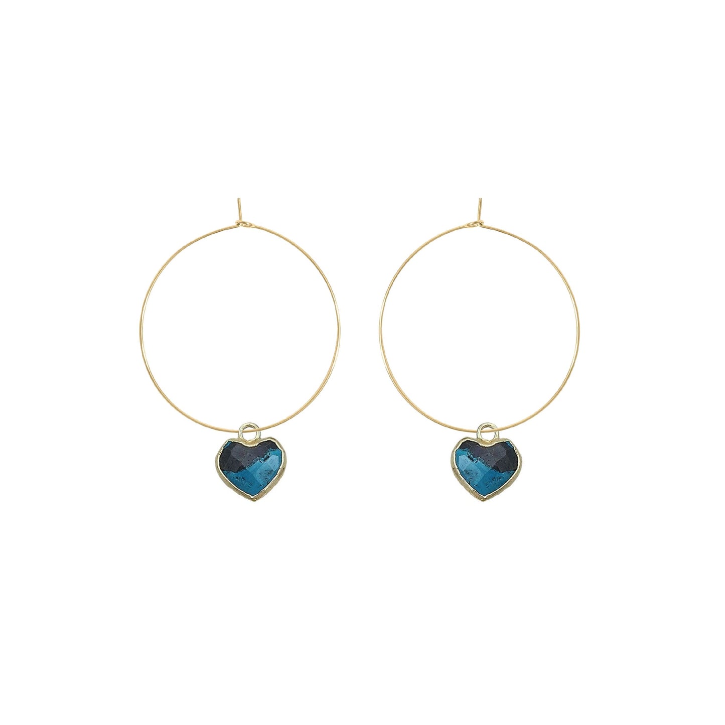 Gemstone Heart Hoop Earrings - 6 color options Robyn Canady Chyrsocholla 