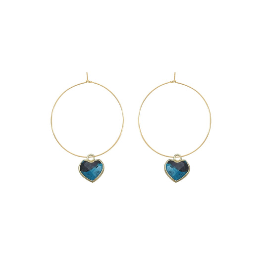Gemstone Heart Hoop Earrings - 6 color options Robyn Canady Chyrsocholla 