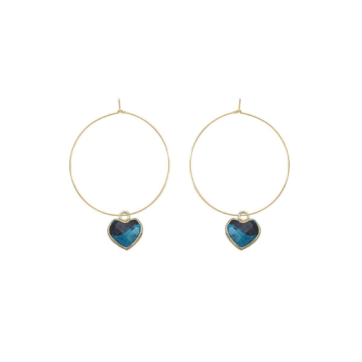 Gemstone Heart Hoop Earrings - 6 color options