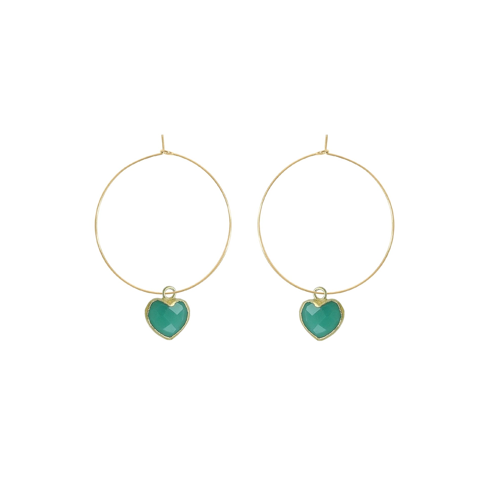 Gemstone Heart Hoop Earrings - 6 color options Robyn Canady Chyrsoprase 