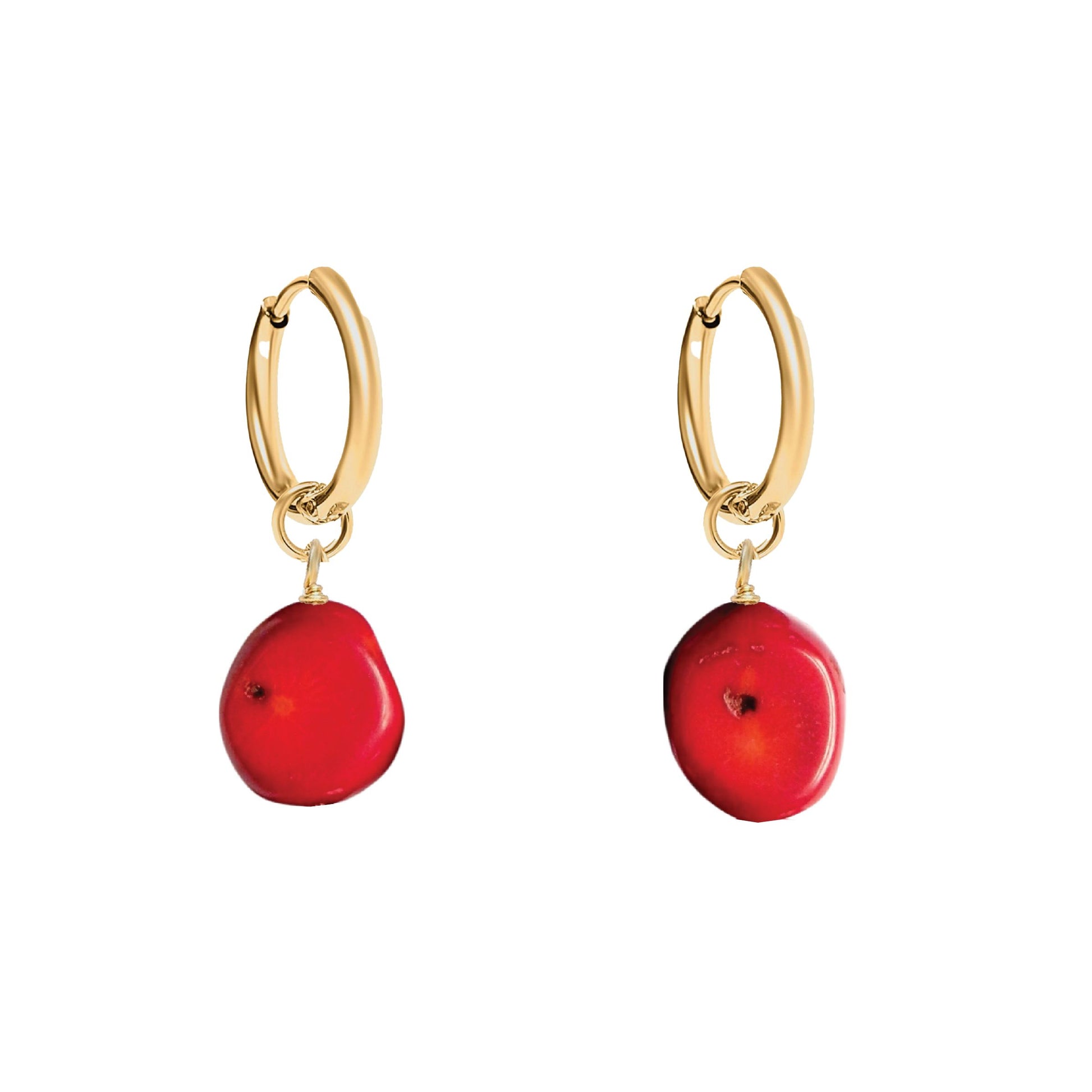 Chunky Red Coral Hoops Robyn Canady Gold 