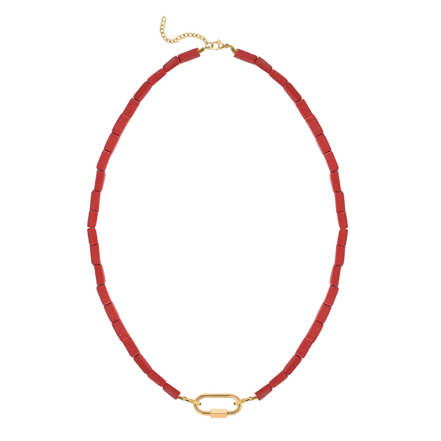 Red Coral Charm Keeper Necklace Robyn Canady Gold 