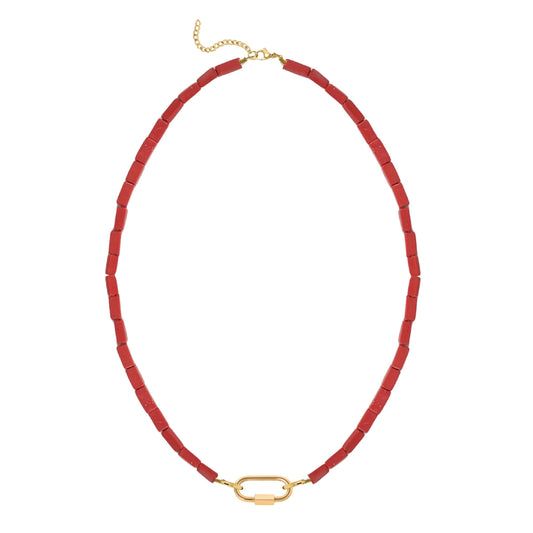 Red Coral Charm Keeper Necklace Robyn Canady Gold 