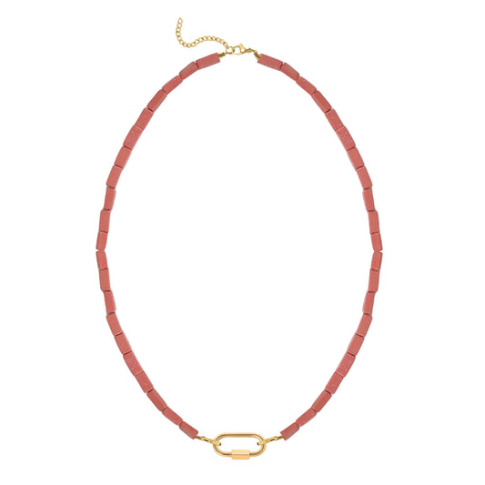 Pink Coral Charm Keeper Necklace Robyn Canady Gold 