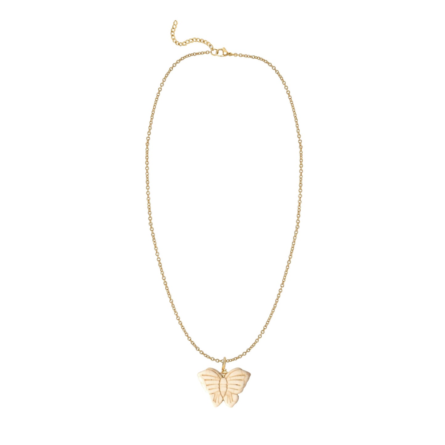 Ivory Crack Turquoise Butterfly Necklace Robyn Canady Gold 