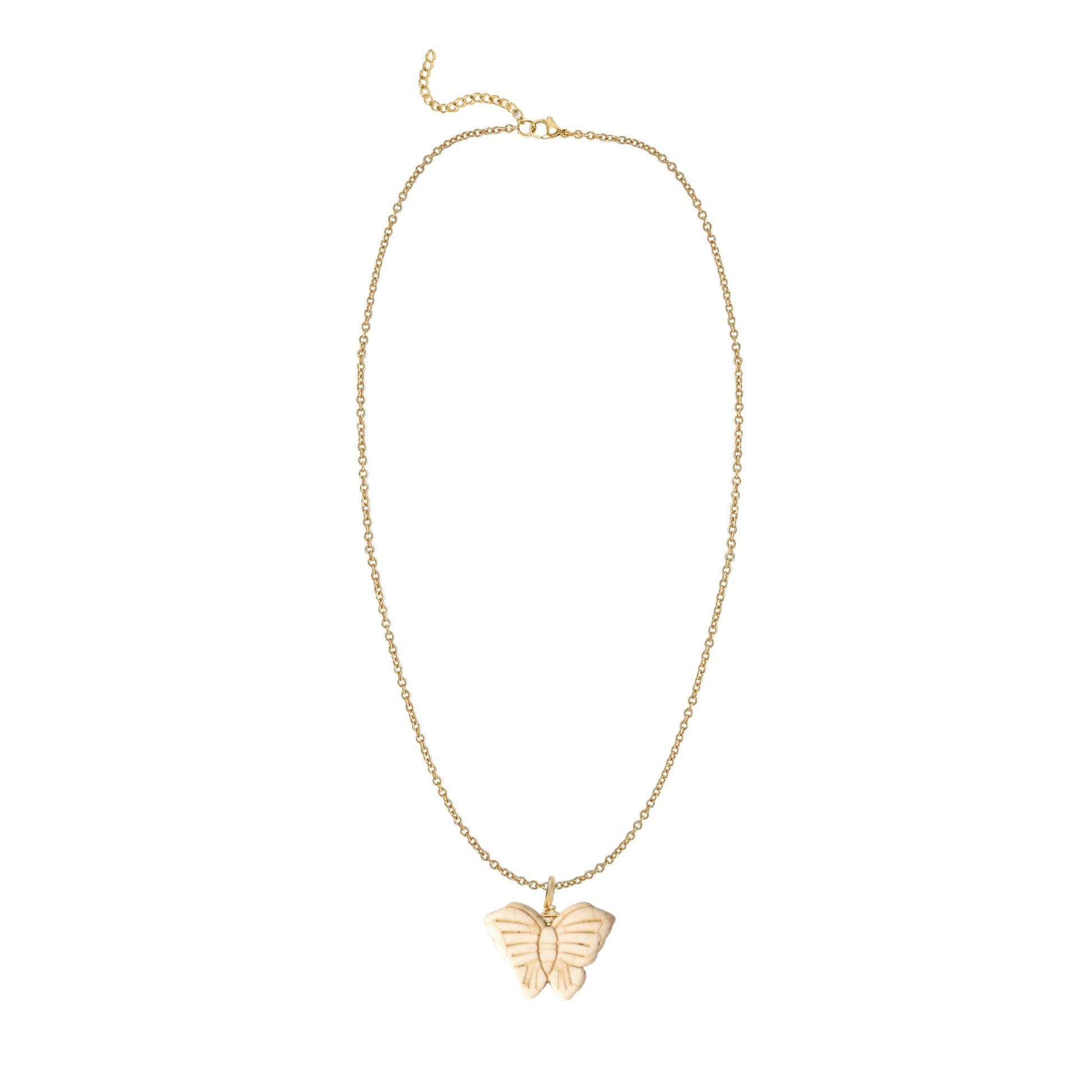 Ivory Crack Turquoise Butterfly Necklace Robyn Canady Gold 