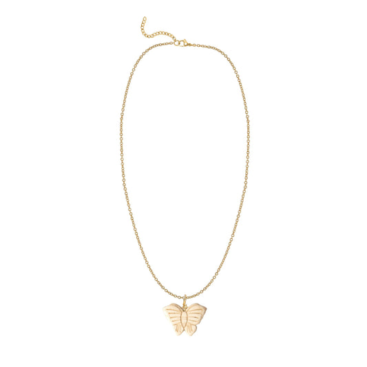 Ivory Crack Turquoise Butterfly Necklace Robyn Canady Gold 