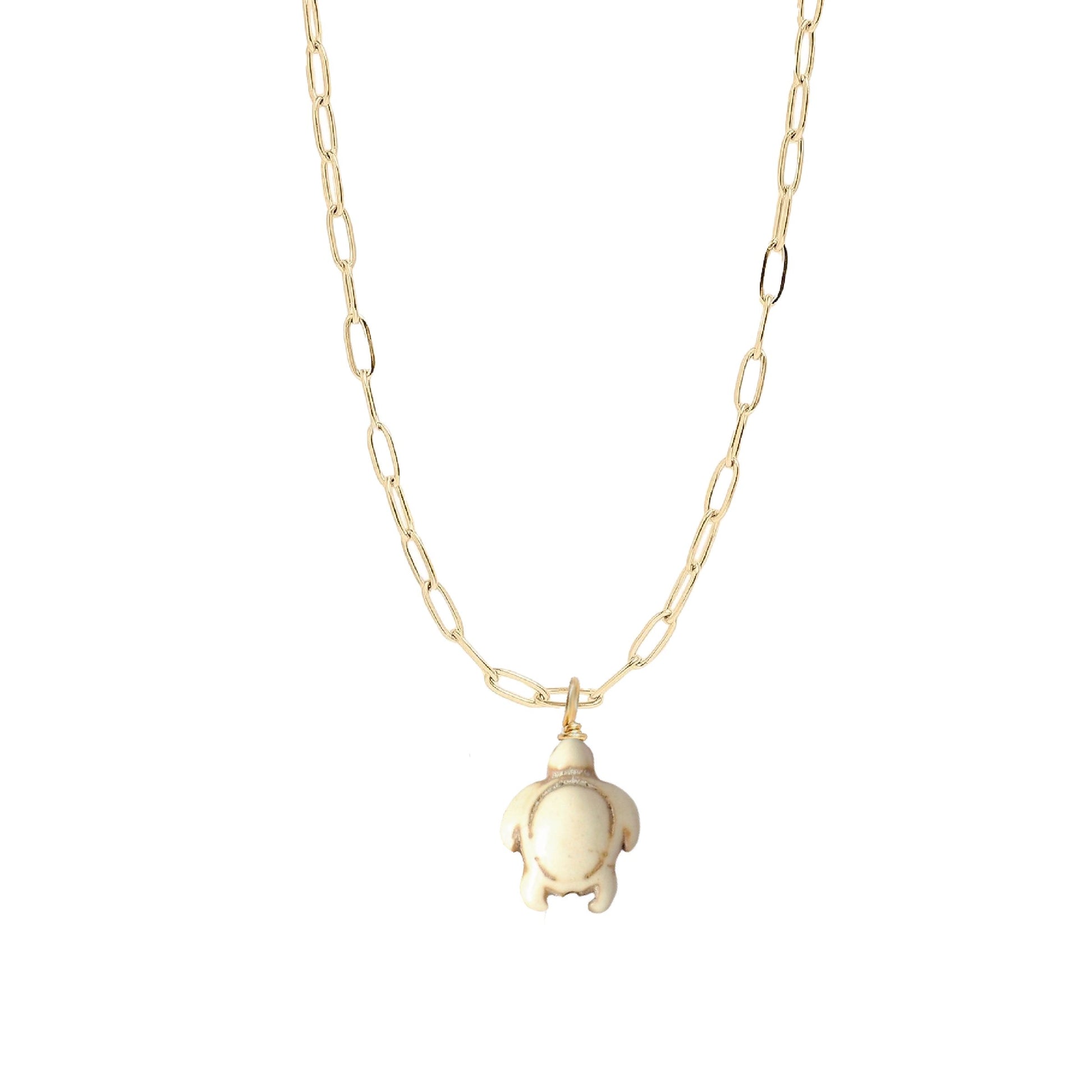 Ivory Turquoise Turtle Paperclip Necklace Robyn Canady 