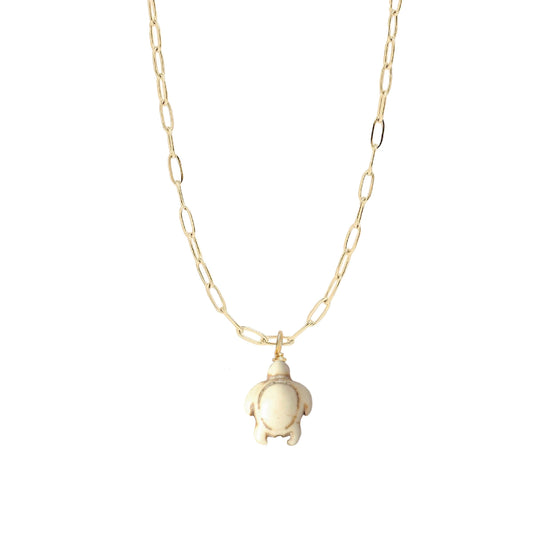 Ivory Turquoise Turtle Paperclip Necklace Robyn Canady 