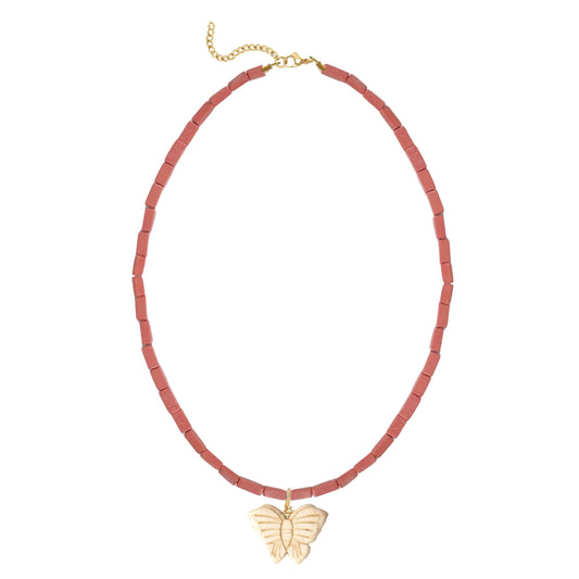 Pink Coral Necklace with Butterfly Robyn Canady Gold 