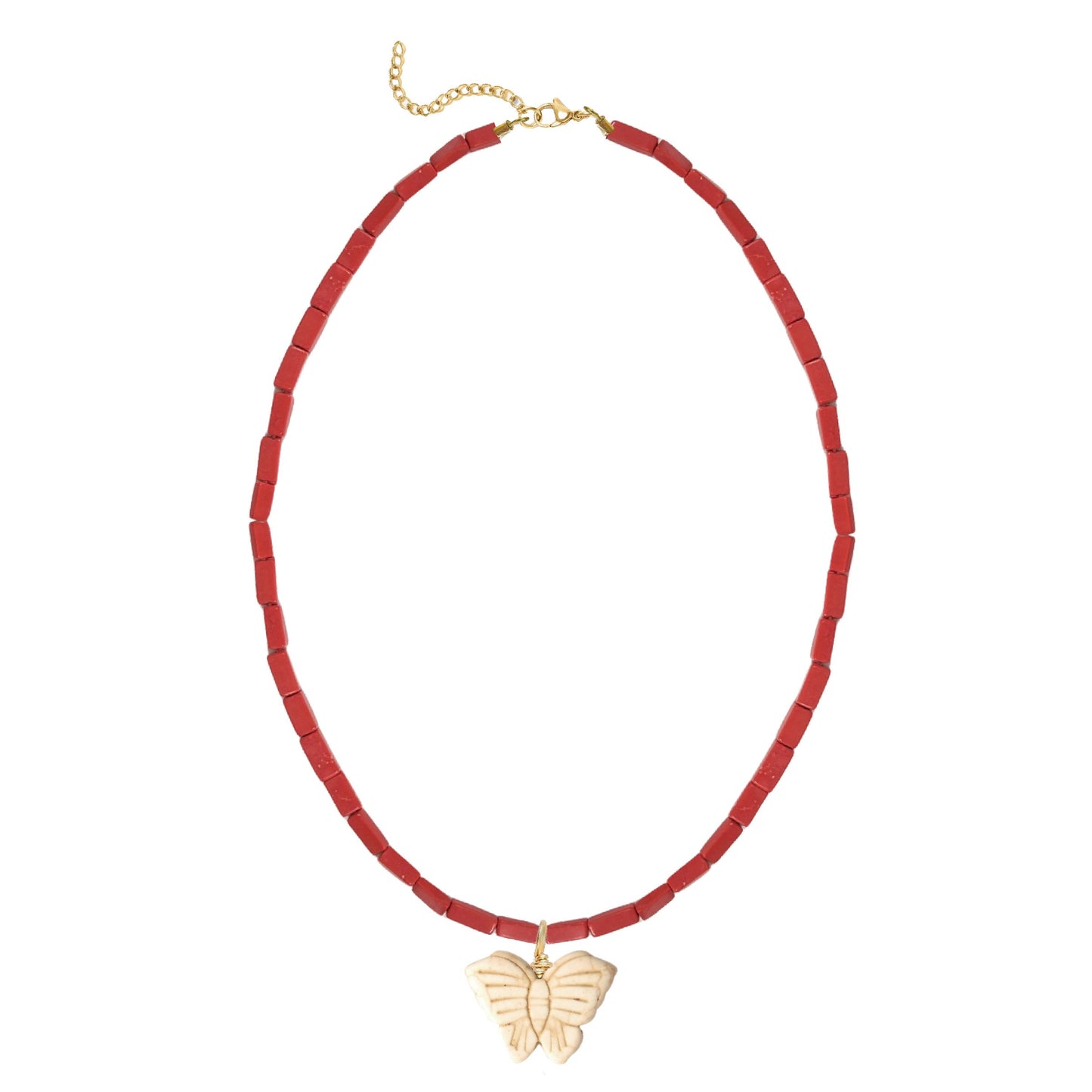 Red Coral Necklace with Butterfly Robyn Canady Gold 