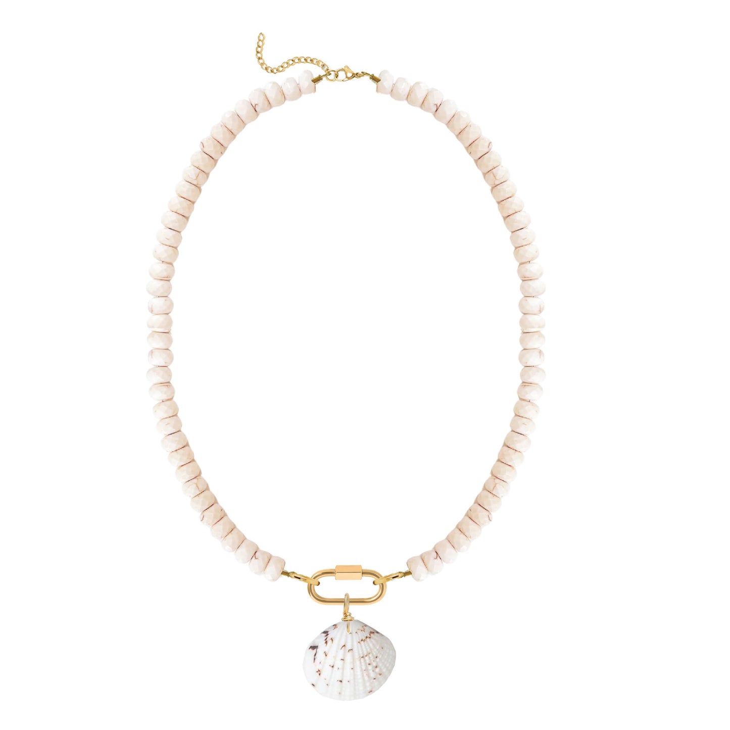 Ivory Crack Turquoise Charm Keeper Necklace with Natural Shell Robyn Canady 