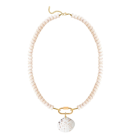 Ivory Crack Turquoise Charm Keeper Necklace with Natural Shell Robyn Canady 