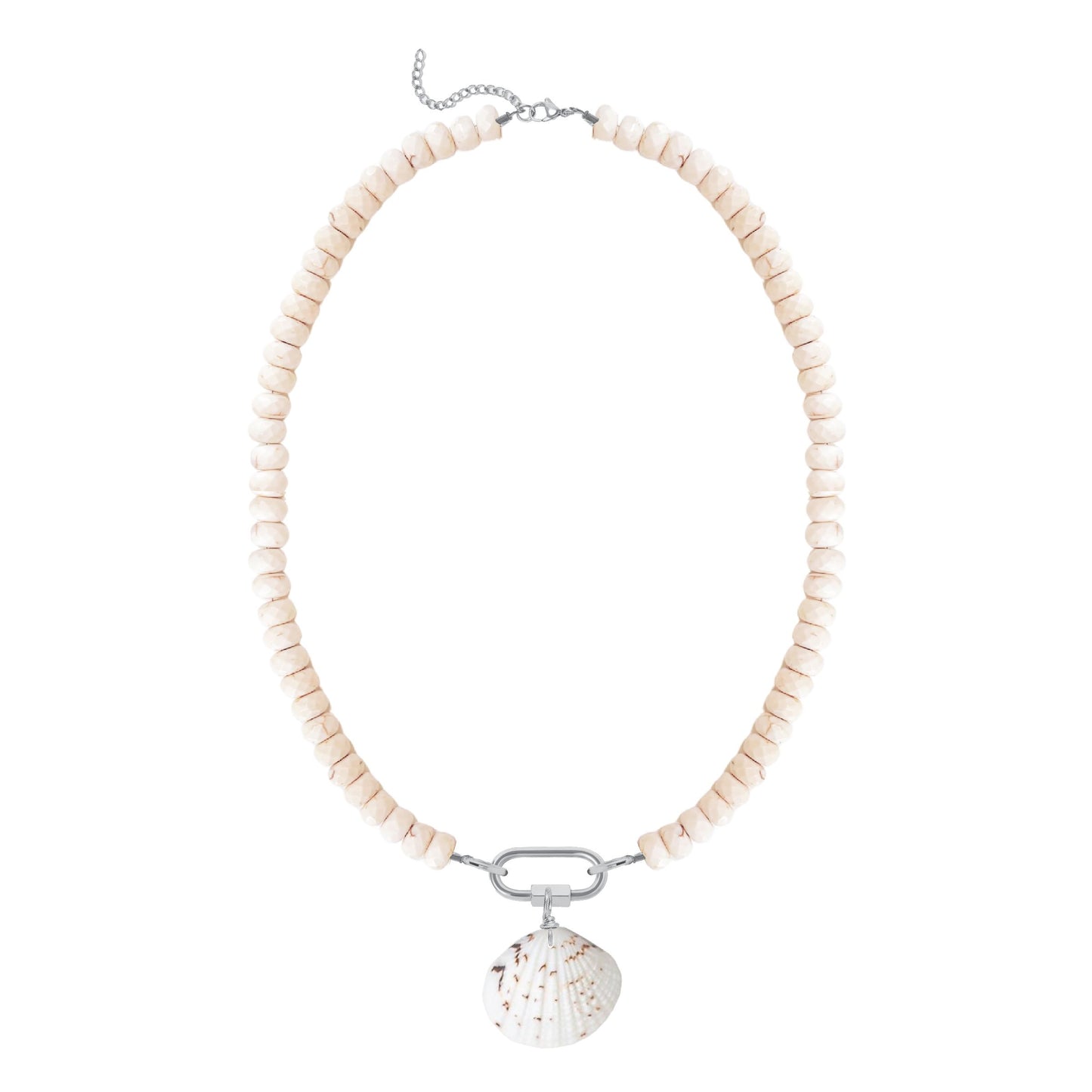 Ivory Crack Turquoise Charm Keeper Necklace with Natural Shell Robyn Canady 