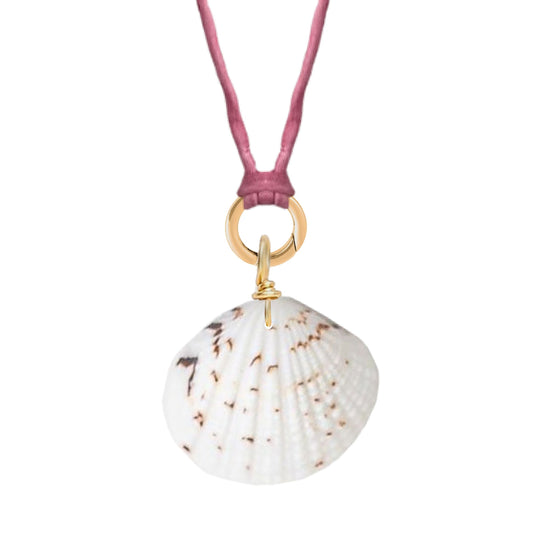 Handpainted Real Silk Cord with Charm Keeper and Natural Shell (Five Colors) Robyn Canady Pink 