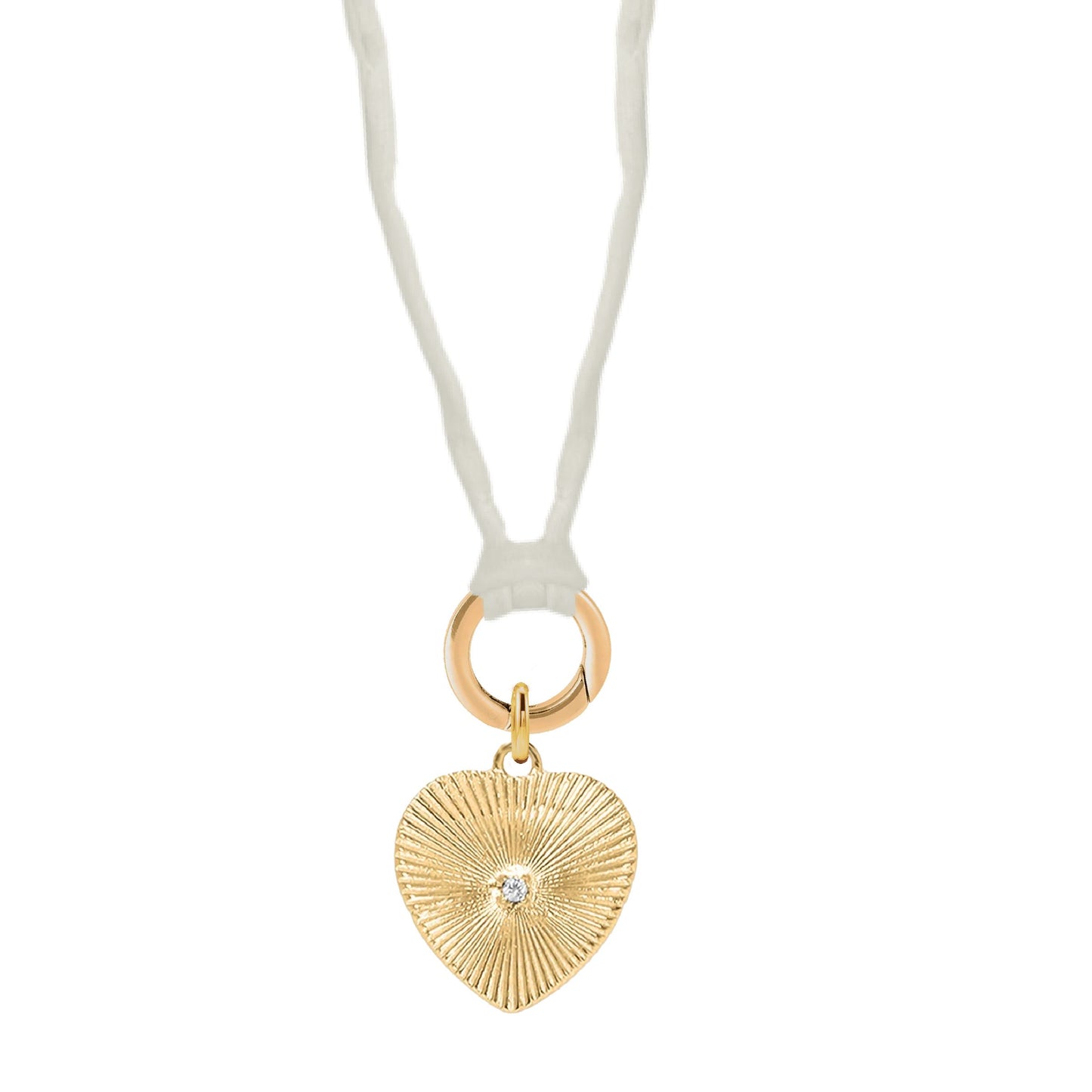 Handpainted Real Silk Cord with Charm Keeper and Crystal Heart (Five Colors) Robyn Canady Ivory 