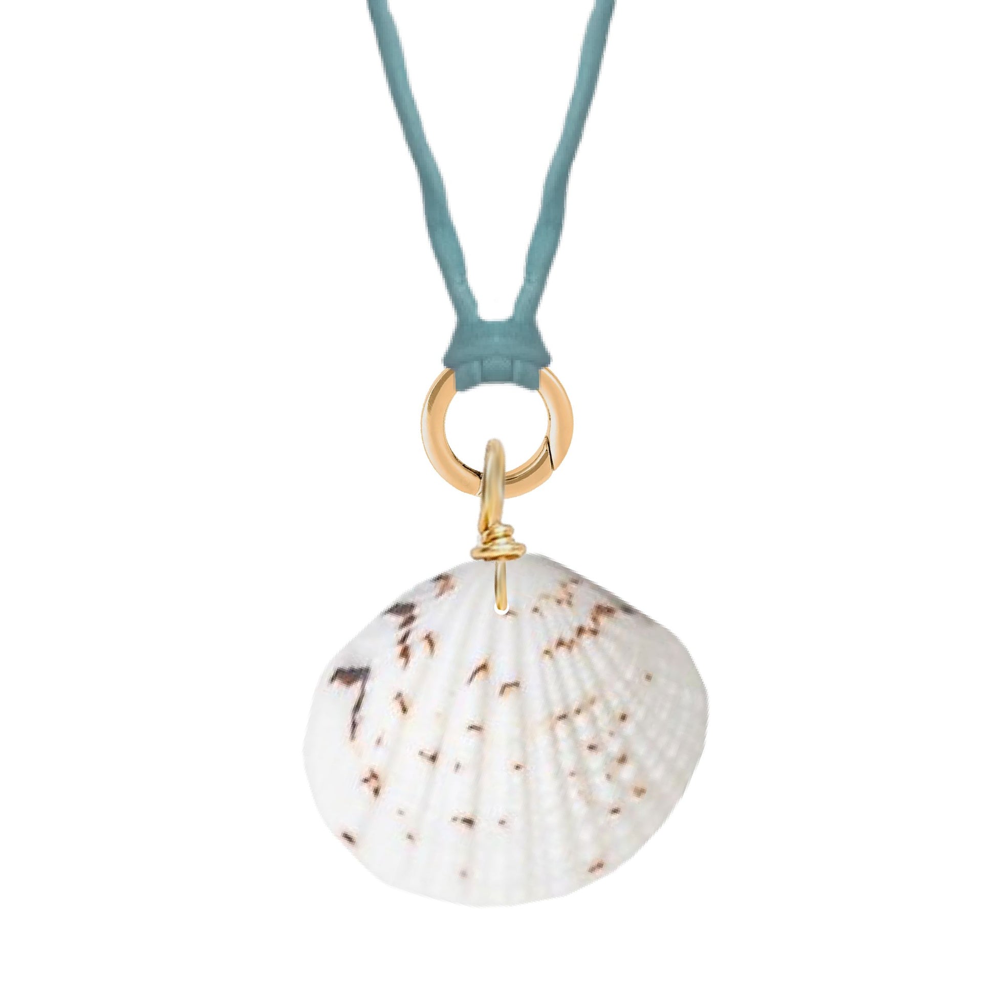 Handpainted Real Silk Cord with Charm Keeper and Natural Shell (Five Colors) Robyn Canady Teal 