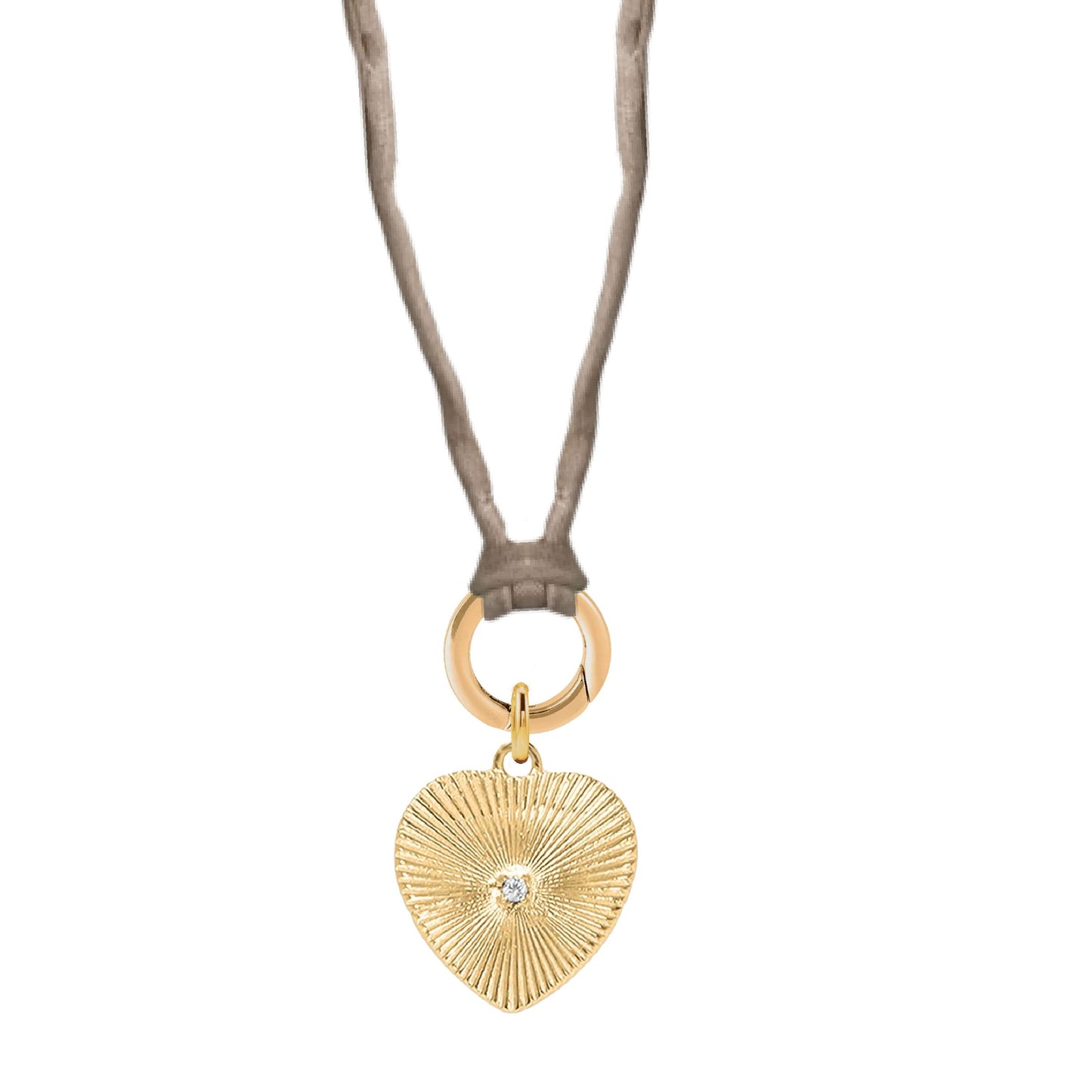Handpainted Real Silk Cord with Charm Keeper and Crystal Heart (Five Colors) Robyn Canady Taupe 