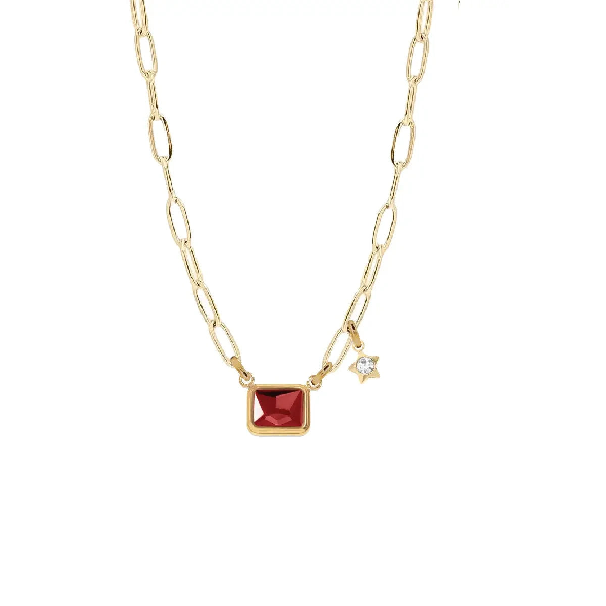 7 Fall Colors - Emerald Cut Paperclip Chain Necklace Necklace Robyn Canady Red 