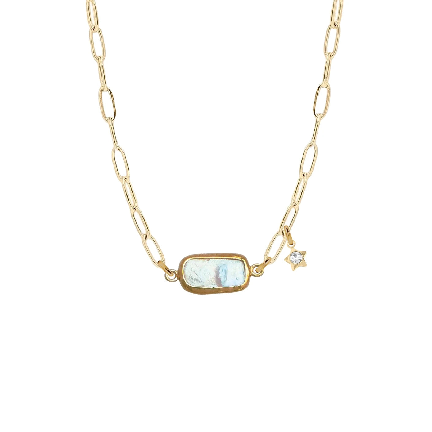 Gemstone Link Necklace - Choice of 7 Gemstones Robyn Canady Freshwater Pearl 