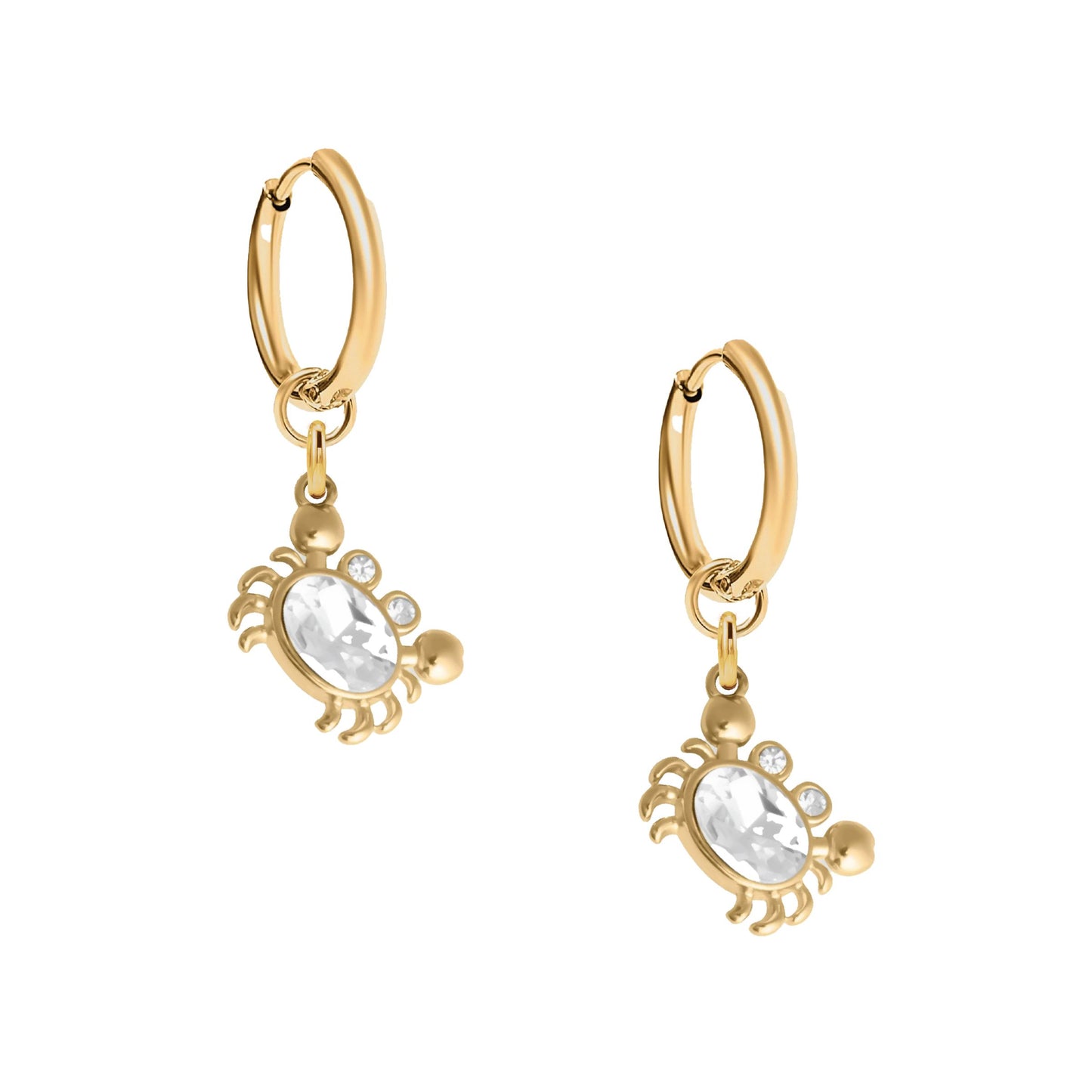Crabby Crystal Hoop Earrings Robyn Canady Gold 