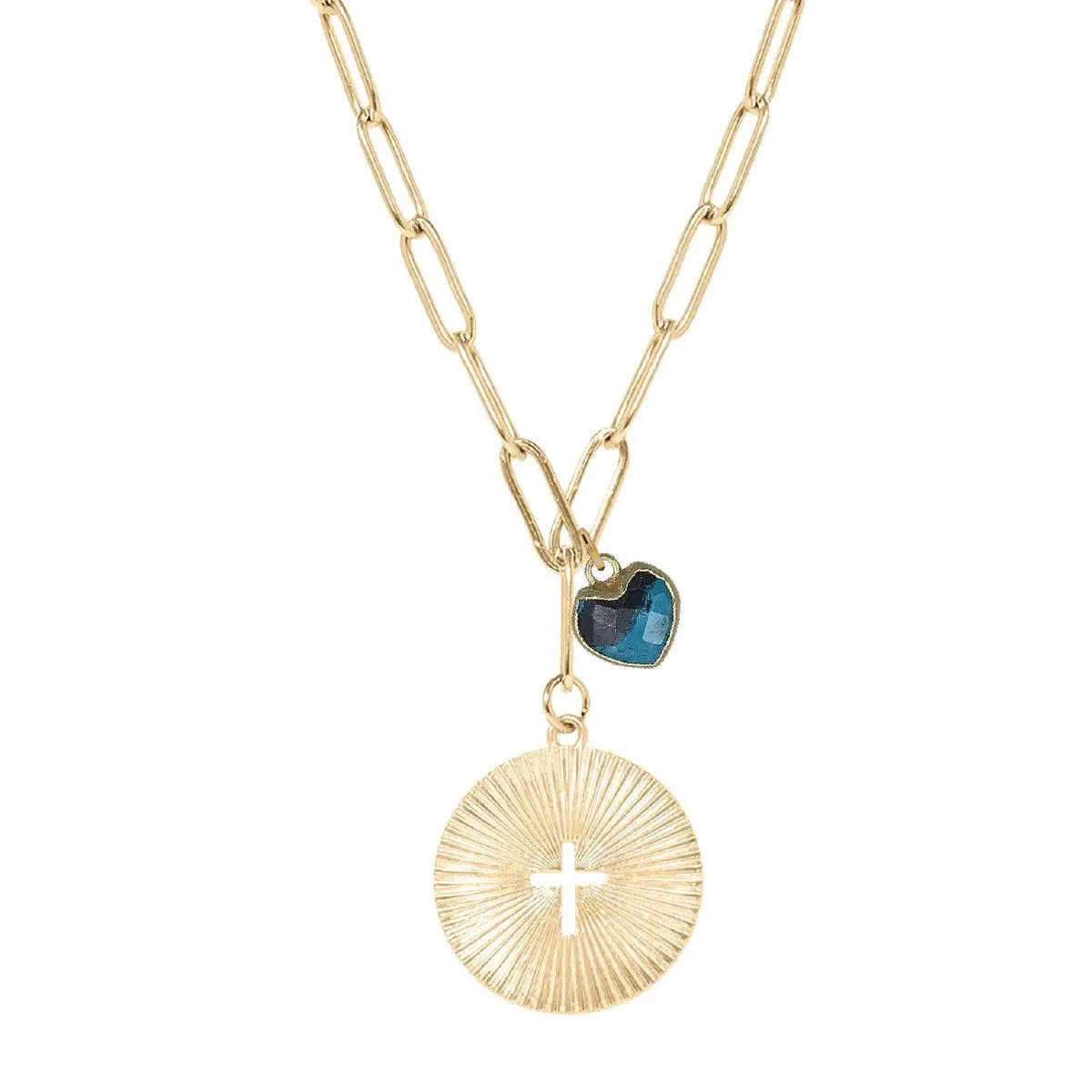 5 Fall Colors - Cross Paperclip Heart Necklace Necklace Robyn Canady Chrysocolla 