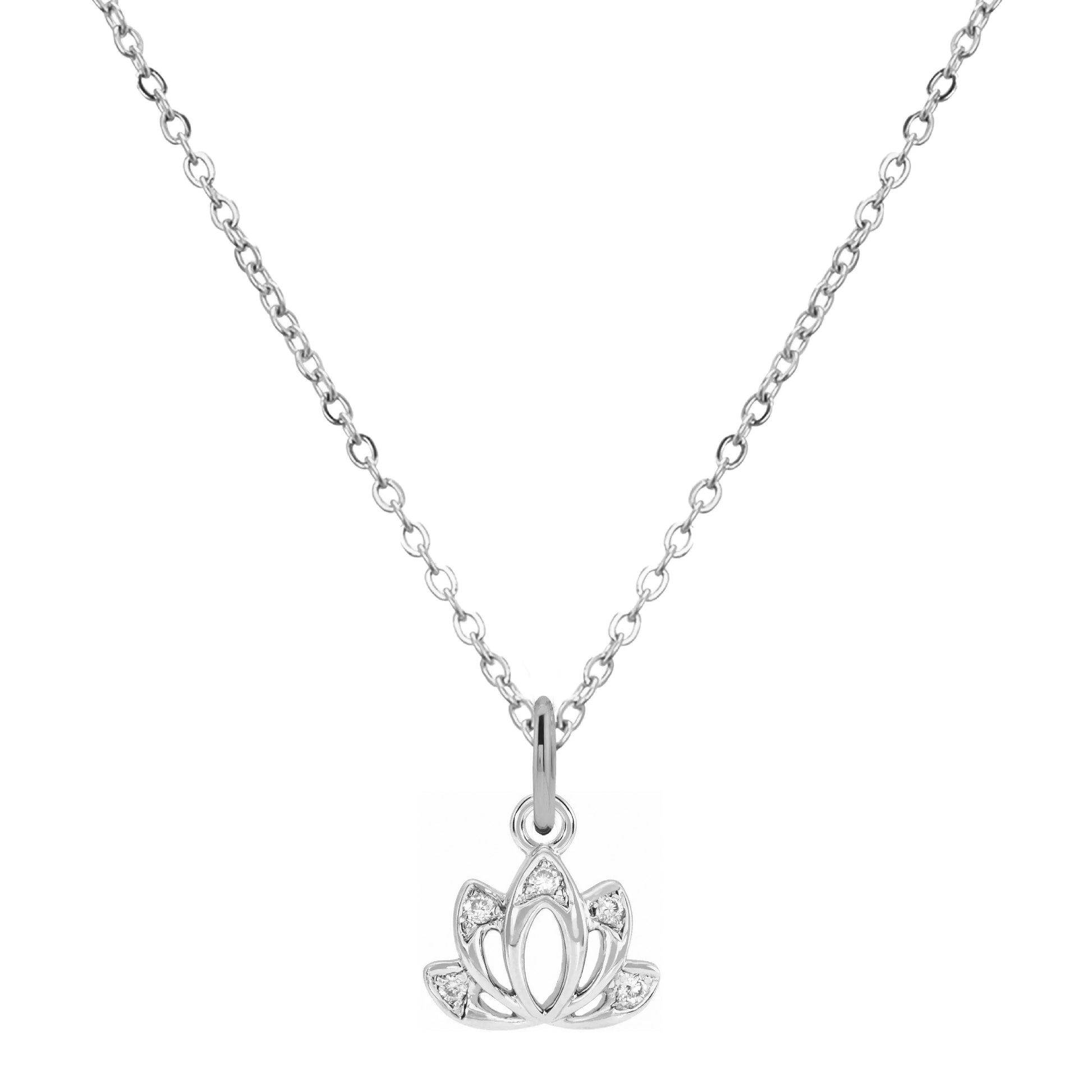 14K Mini Diamond Necklace - the super sweet, tiny pendant you can wear everyday. Necklace Robyn Canady 14K White Gold (with White Gold Charm) Lotus 