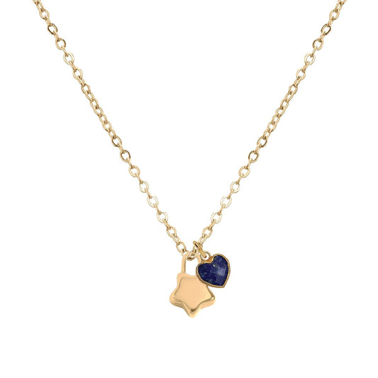 5 Fall Colors - LoveSpell Tiny Star + Heart Necklace Necklace Robyn Canady Lapis 
