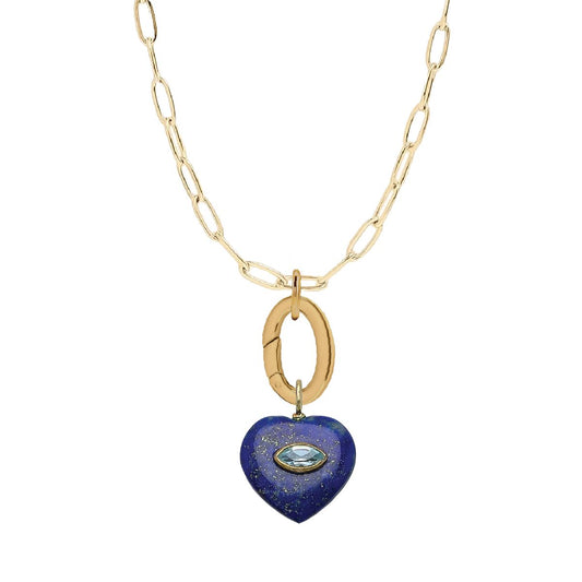 5 Fall Colors -LoveSpell Gemstone Necklace with Charm Keeper Necklace Robyn Canady Lapis + Blue Topaz 