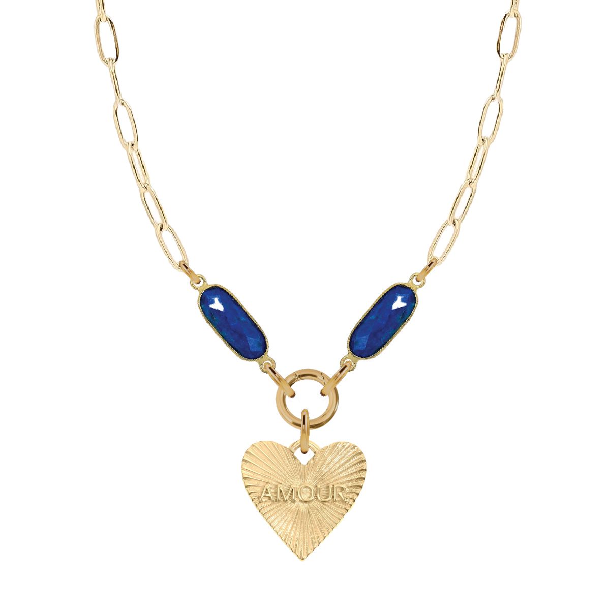7 Fall Colors - Gemstone Link Amore Heart Necklace Bracelet Robyn Canady Lapis 