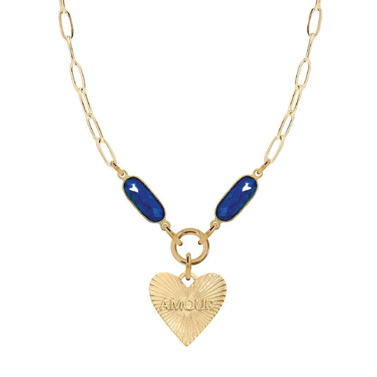 7 Fall Colors - Gemstone Link Amore Heart Necklace Bracelet Robyn Canady Lapis 