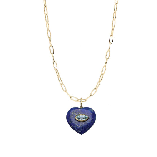 5 Fall Colors - LoveSpell Heart Gemstone Necklace Necklace Robyn Canady Lapis + Blue Topaz 