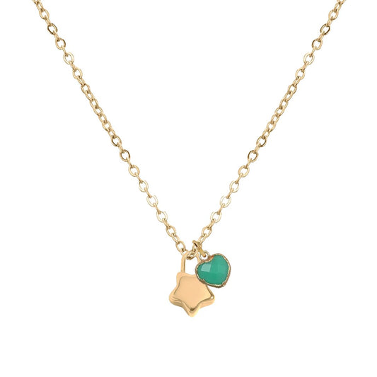 5 Fall Colors - LoveSpell Tiny Star + Heart Necklace Necklace Robyn Canady Chrysoprase 