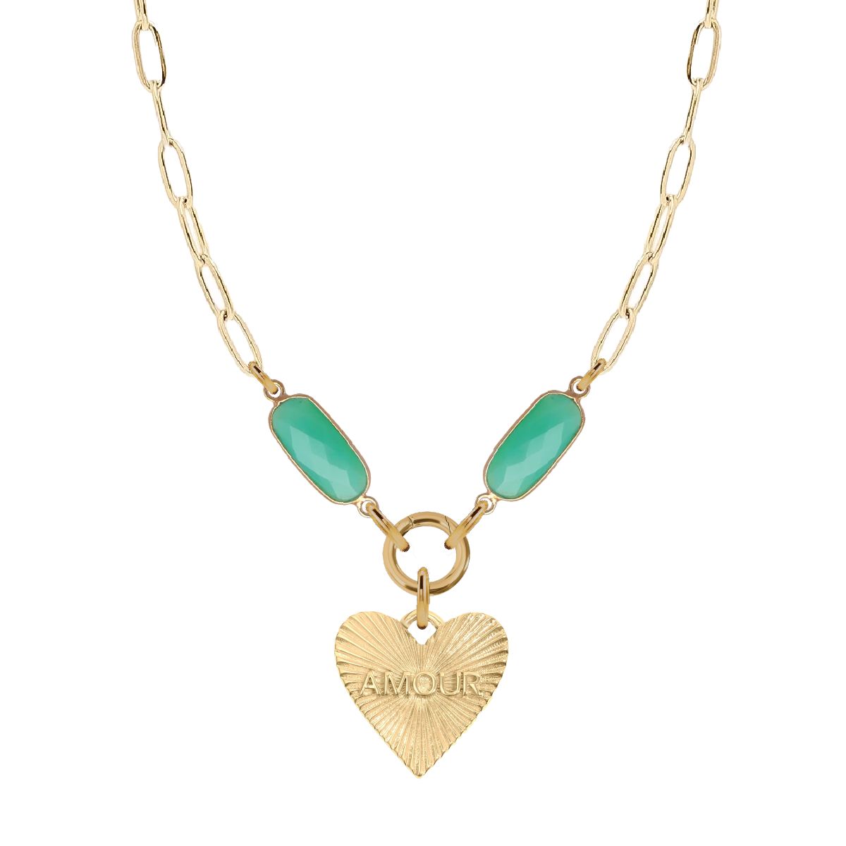 7 Fall Colors - Gemstone Link Amore Heart Necklace Bracelet Robyn Canady Chrysoprase 