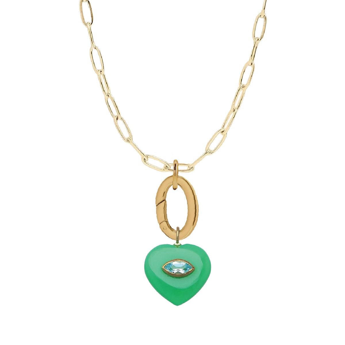 5 Fall Colors -LoveSpell Gemstone Necklace with Charm Keeper Necklace Robyn Canady Chrysoprase + Blue Topaz 