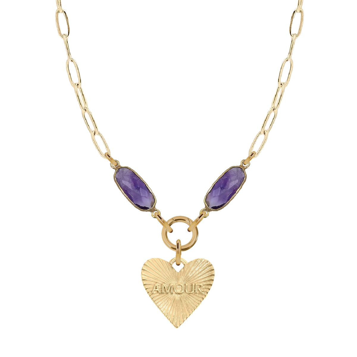 7 Fall Colors - Gemstone Link Amore Heart Necklace Bracelet Robyn Canady Amethyst 