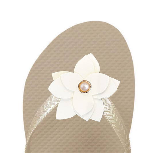 WS - Three Pairs of Handmade Flower Flip Flops with Pearl Accent Robyn Canady 