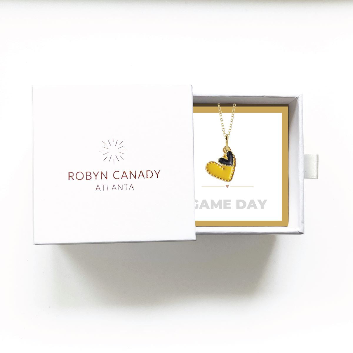 Game Day Necklace - Gold and Black Hearts in a Signature Gift Box Necklace Robyn Canady 