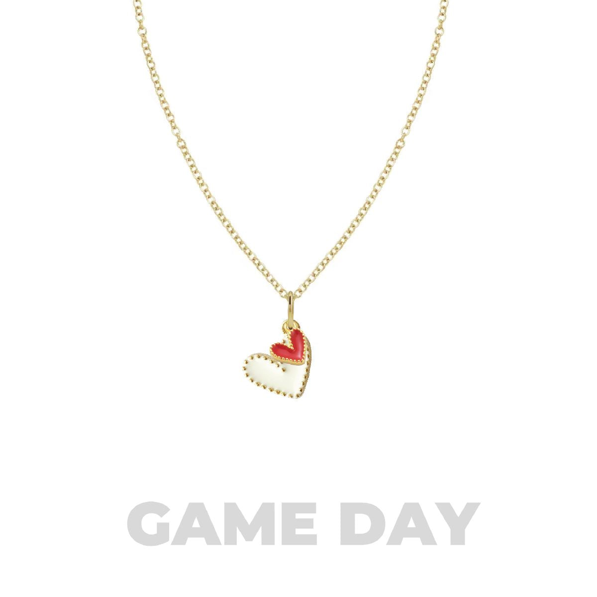 Game Day Necklace - White and Red Hearts in a Signature Gift Box Necklace Robyn Canady 