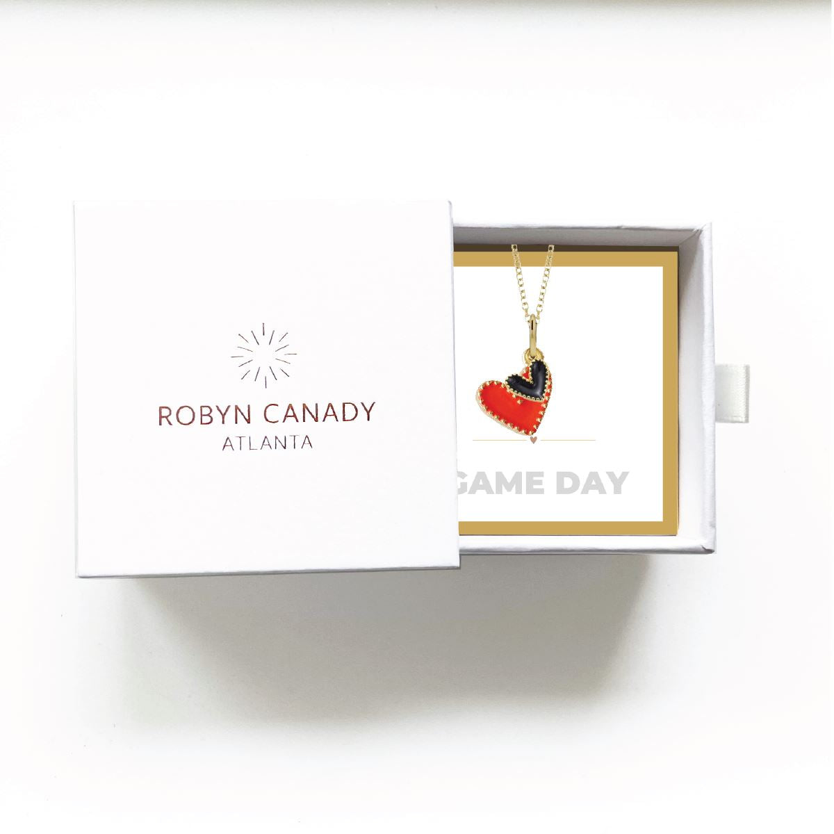 Game Day Necklace - Red and Black Hearts in a Signature Gift Box Necklace Robyn Canady 