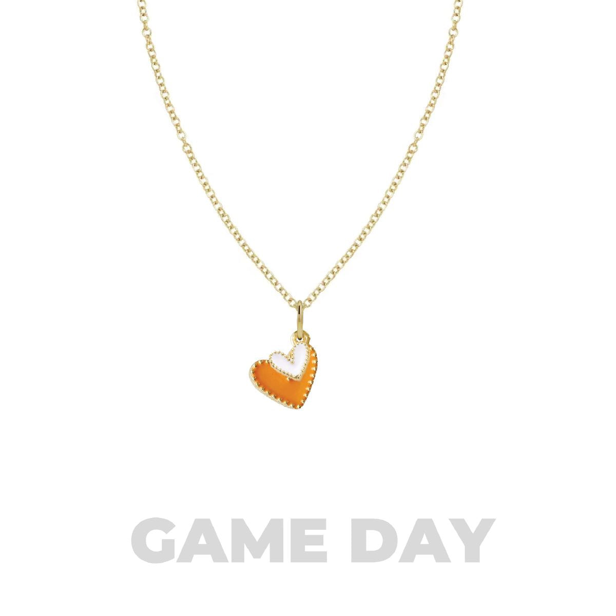 Game Day Necklace - Orange and White Hearts in a Signature Gift Box Necklace Robyn Canady 