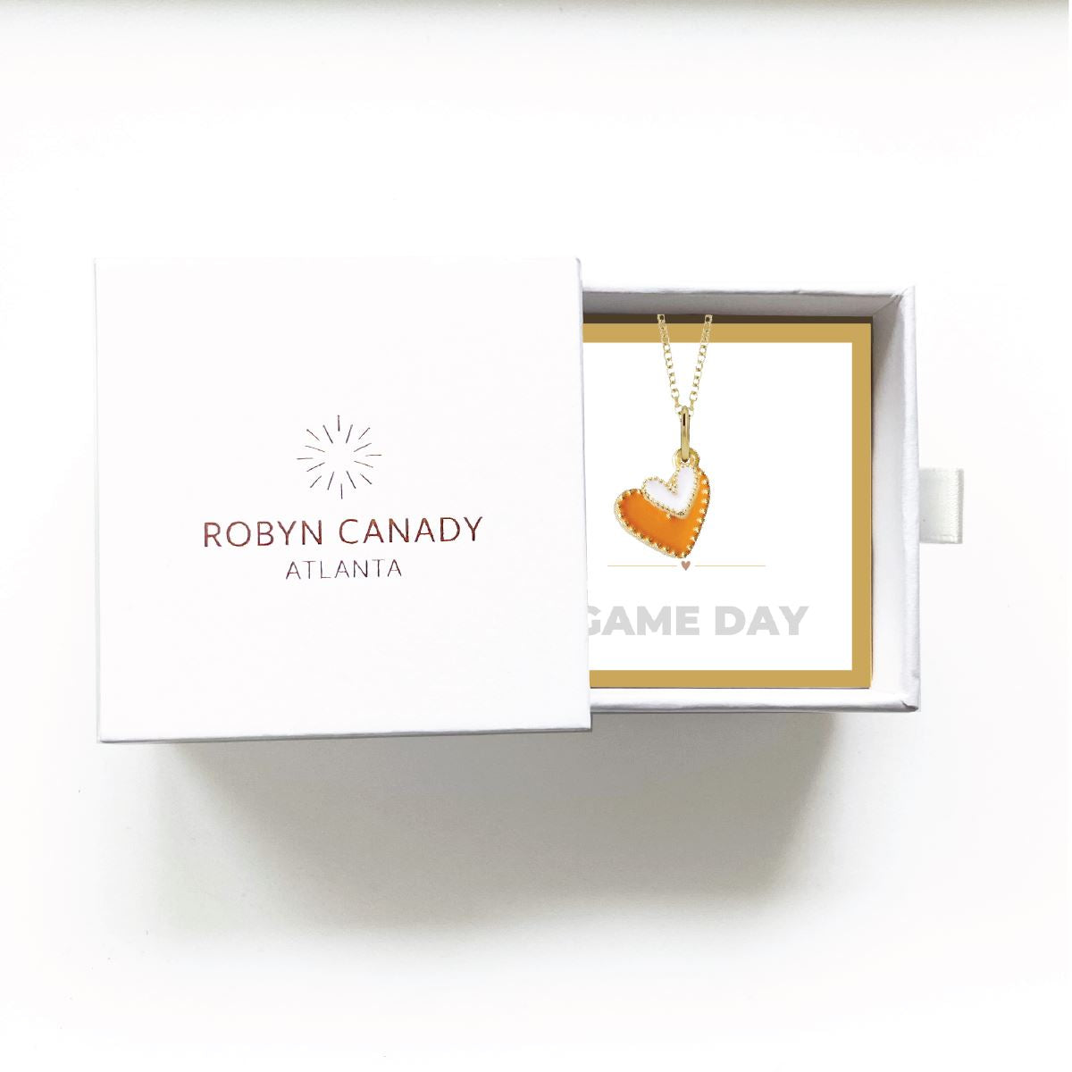 Game Day Necklace - Orange and White Hearts in a Signature Gift Box Necklace Robyn Canady 