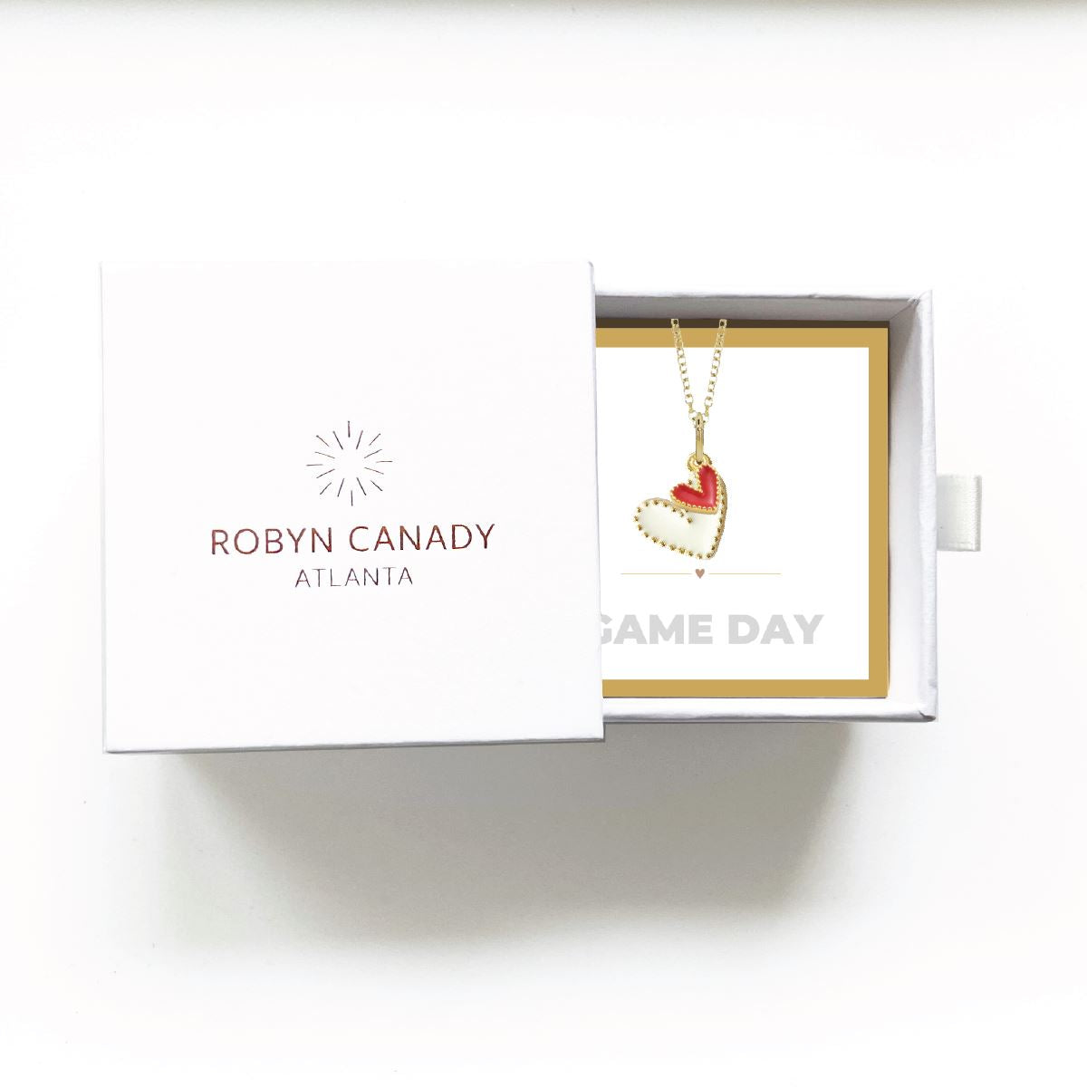 Game Day Necklace - White and Red Hearts in a Signature Gift Box Necklace Robyn Canady 