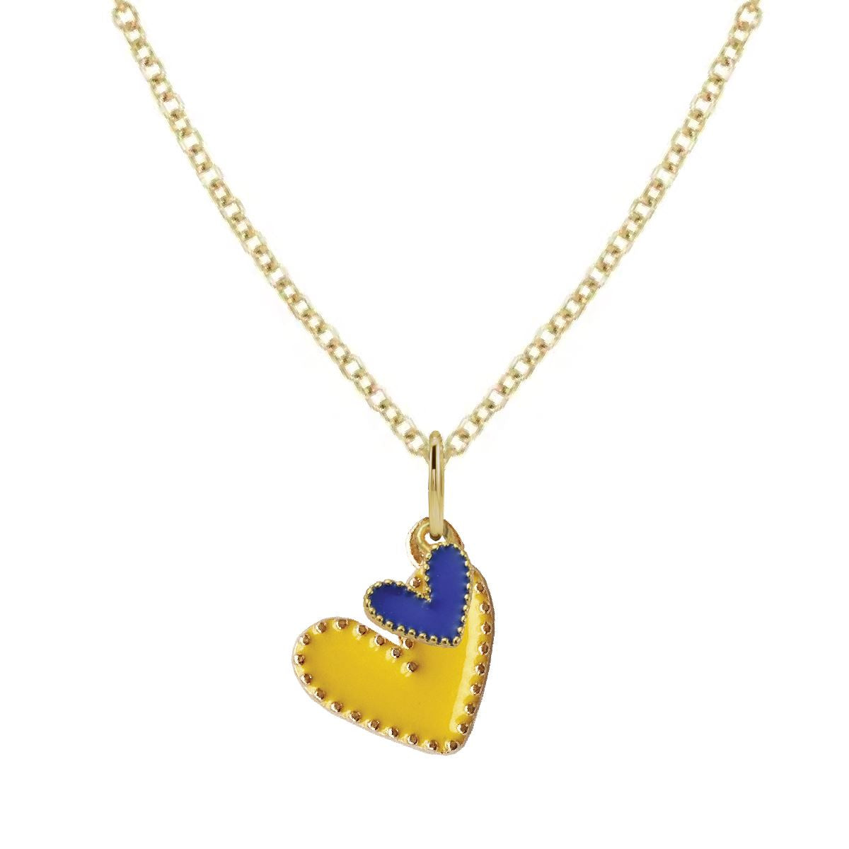 Game Day Necklace - Gold and Blue Hearts in a Signature Gift Box Necklace Robyn Canady 