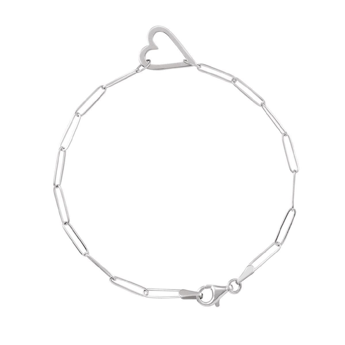 Sideways Heart Paperclip Chain Bracelet Bracelet Robyn Canady 14K White Gold 